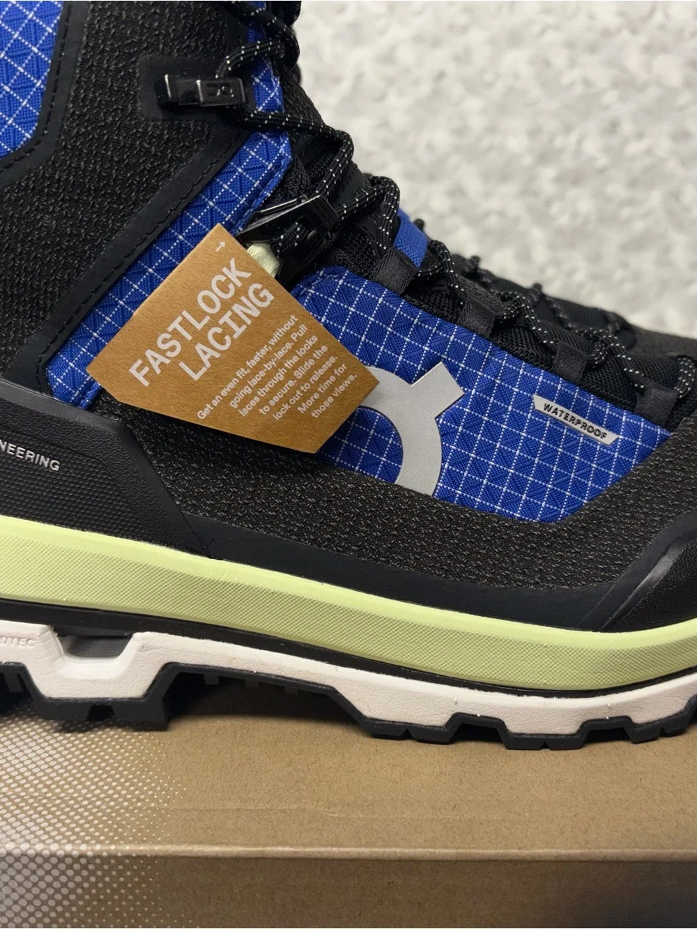 On Cloud OC cloudalpine waterproof trekking women 8 new in box blue & lime
